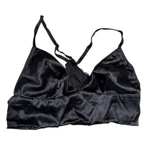 Victoria's Secret Black Halter Satin Bralette Bra Size Small